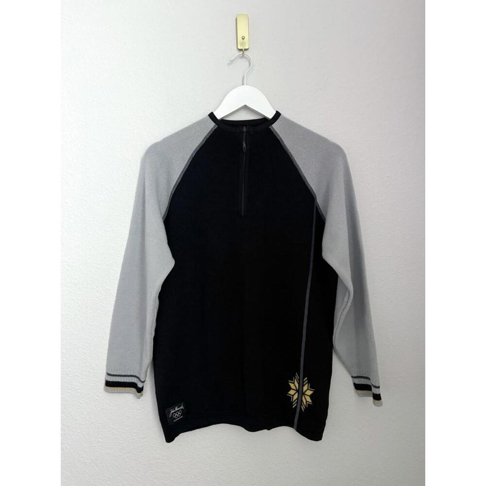 Vintage Dale Of Norway John Hancock Black Olympics Pure New Wool Quarter Zip Med